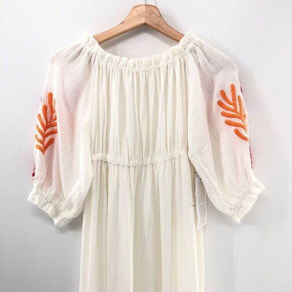 Sundress Poly Dress in Tulum White & Mix Red Embroideries - Picture 2 of 9